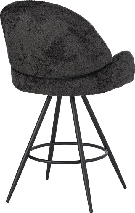 Karrige për bar Morea rrotulluese, ngjyrë e zezë, këmbë metalike të zeza, 68x66x82.5cm