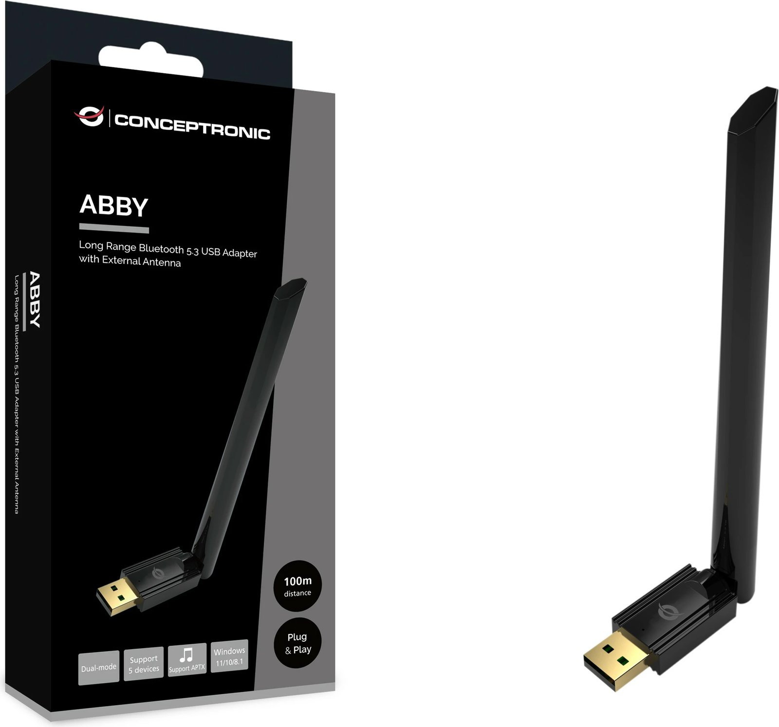 Adapter Bluetooth Conceptronic NanoUSB 100m, Bluetooth 5.3, i zi