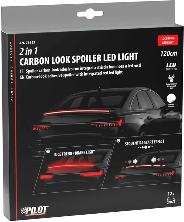 Shirit Led Spoiler Karboni I Kuq 120cm 12v