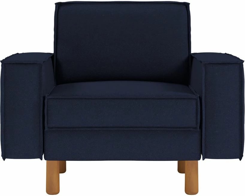 Karrige një vendëshe Atelier del Sofa, ngjyrë blu nate, këmbë druri arre