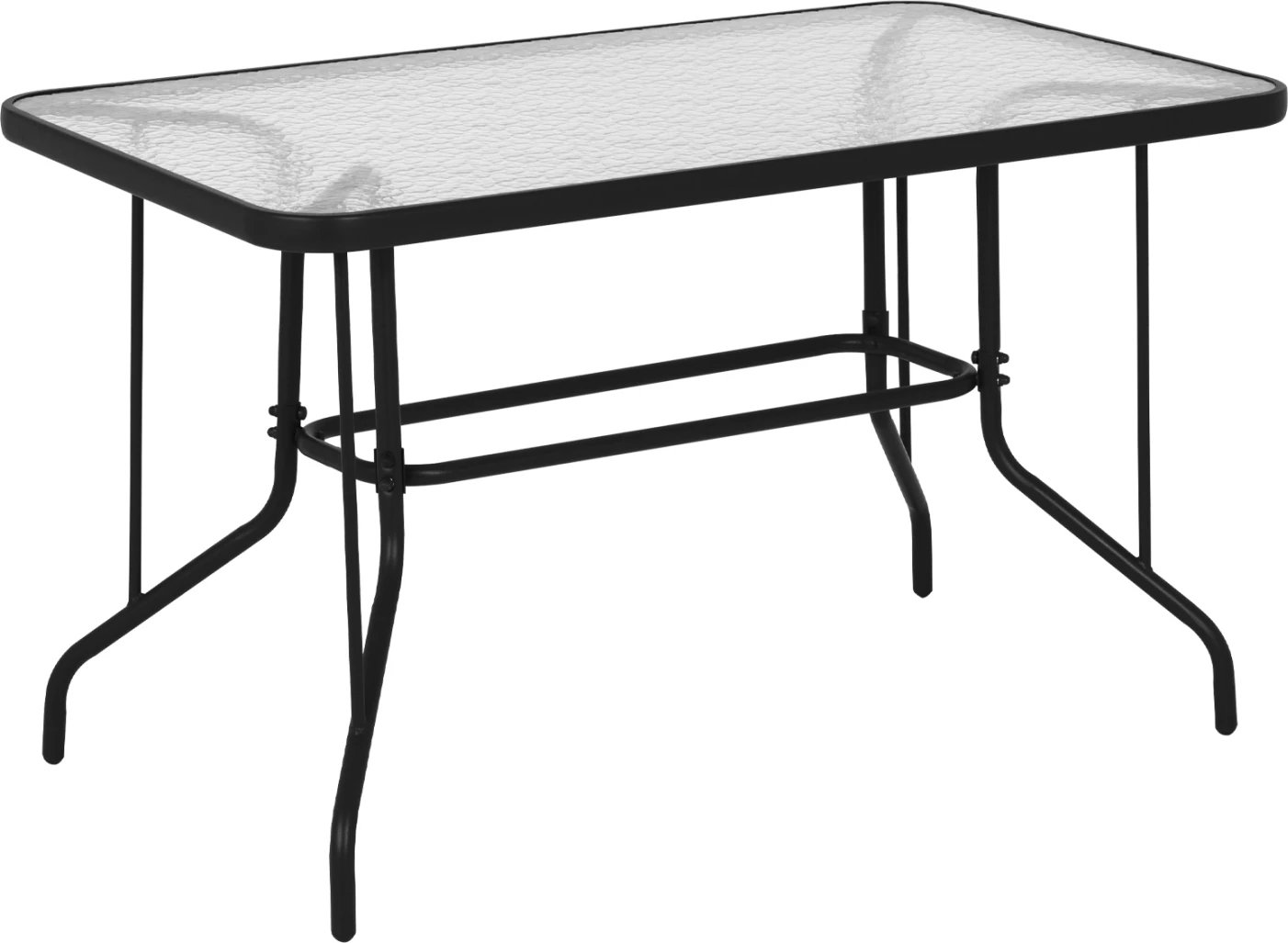 Tavolinë metalike për jashtë ADAM FH5679.01, ngjyrë gri, me sipërfaqe xhami të forcuar, 120x70x71 cm