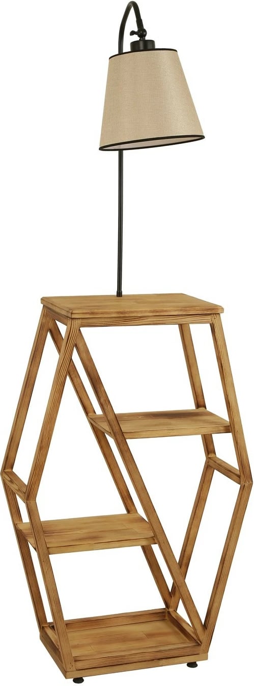 Llambë dyshemeje Opviq, ngjyrë wicker, me raft librash, 8526-4