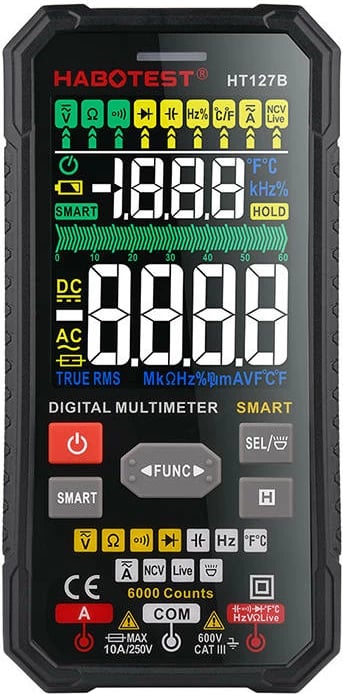 Multimetër digjital Habotest HT127B, universal, me ekran të madh, i zi