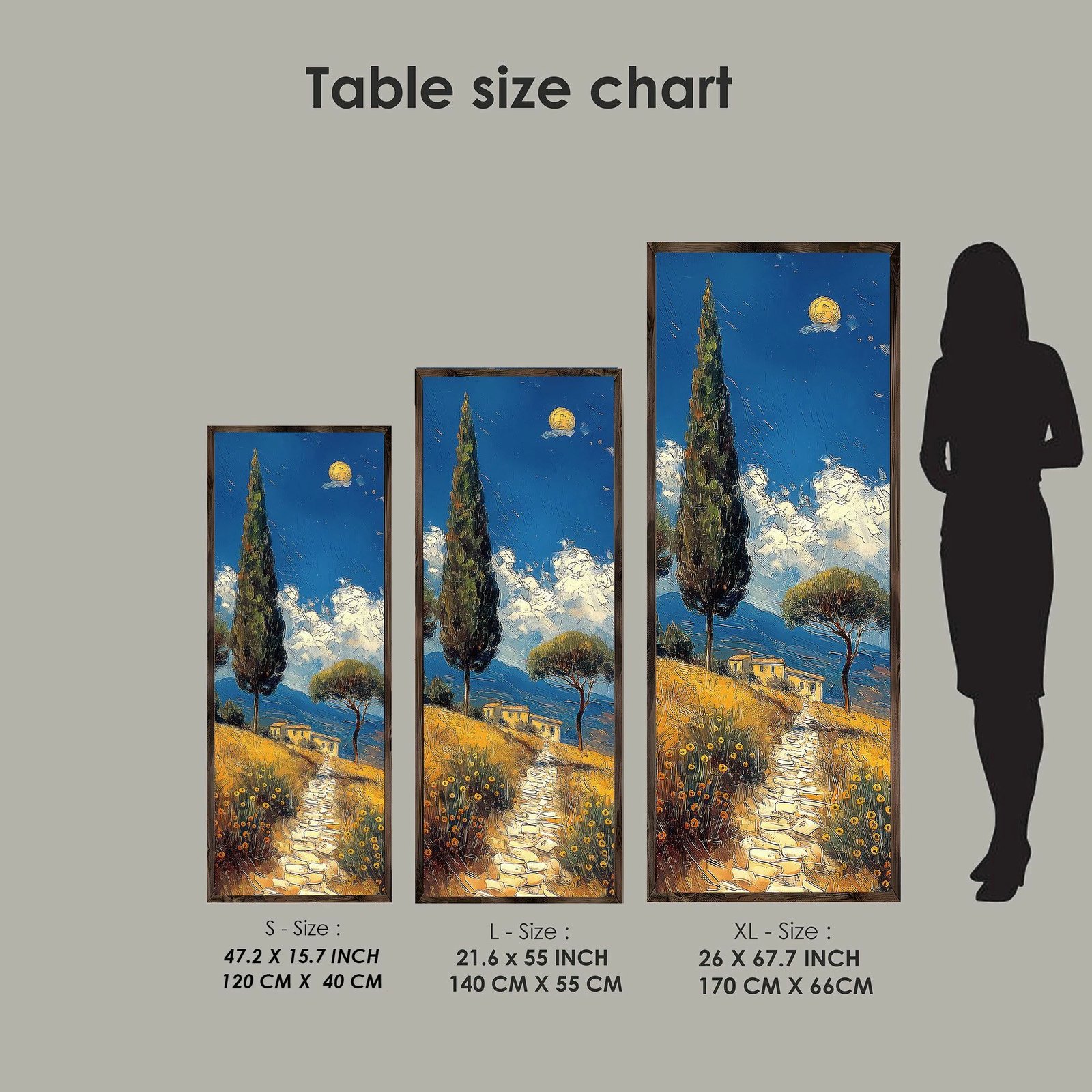 Pikturë dekorative me kornizë MDF, shumëngjyrëshe, LONG010-S/120-40