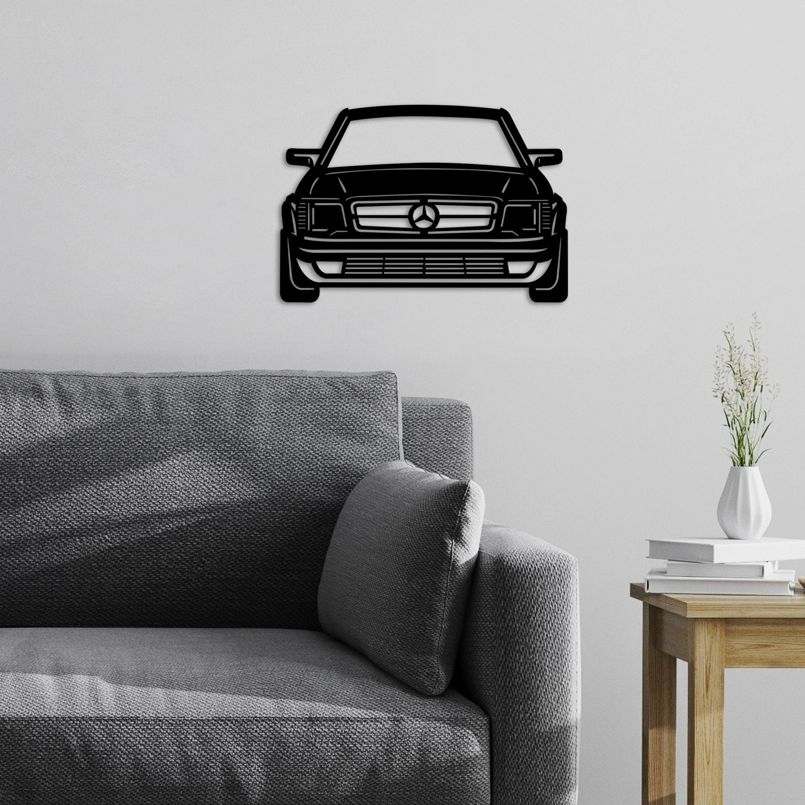 Aksesor dekorativ metalik për mur, Wallity, Mersedes Benz AMG 80S, ngjyrë e zezë, 60x42cm