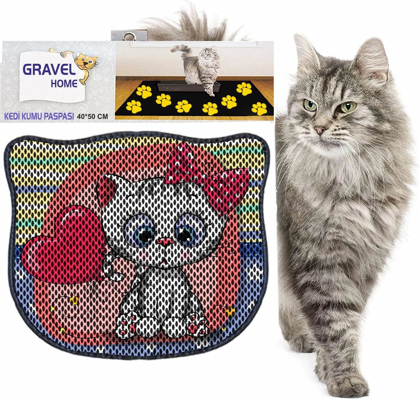 Tapet për rërë mace, shumëngjyrësh, Kdkafa0069