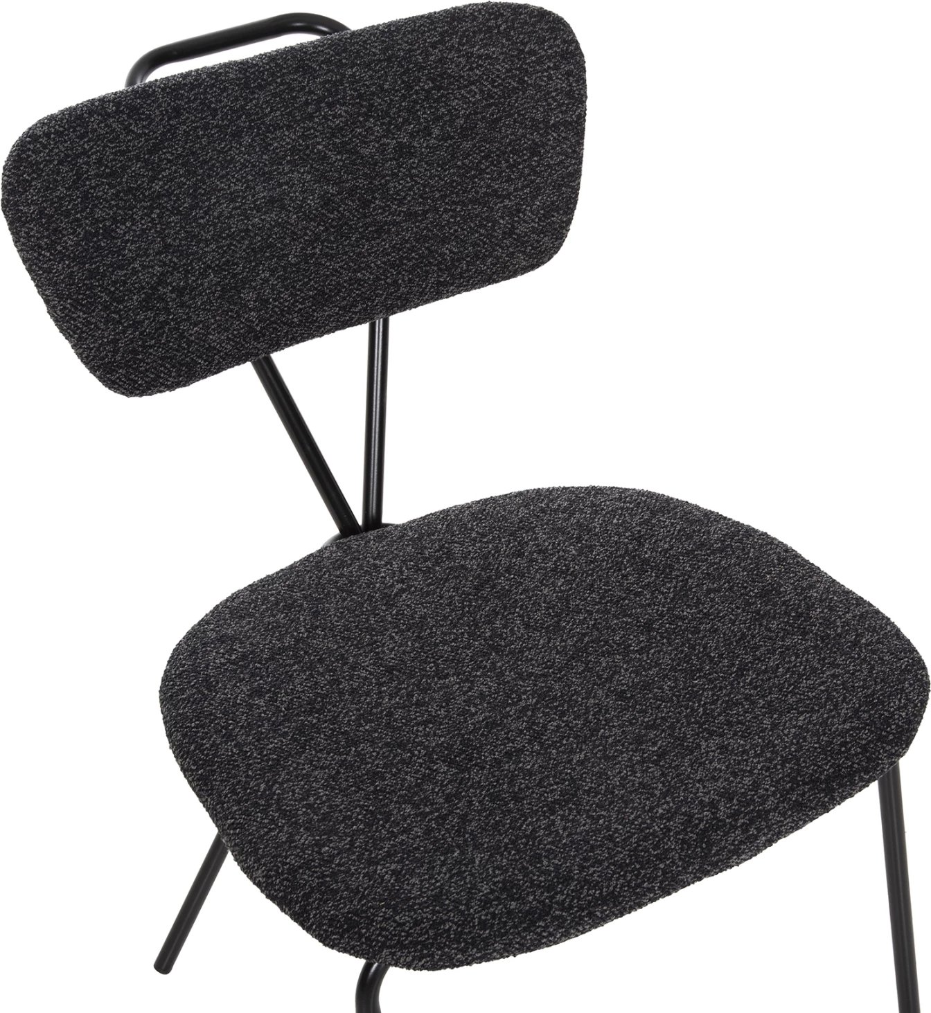 Karrige ngrënieje DORY, kornizë metalike e zezë, pëlhurë gri e errët, 48,5x61x76H cm., set prej 4 copash