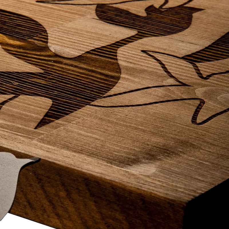 Dekor muri Excore, dru pishe natyrale, metal i zi, 111x3x25cm