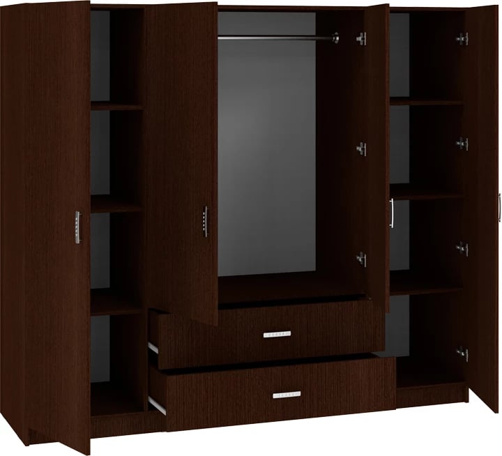 Dollap Royal me katër dyer, ngjyrë wenge, 200x58x177cm