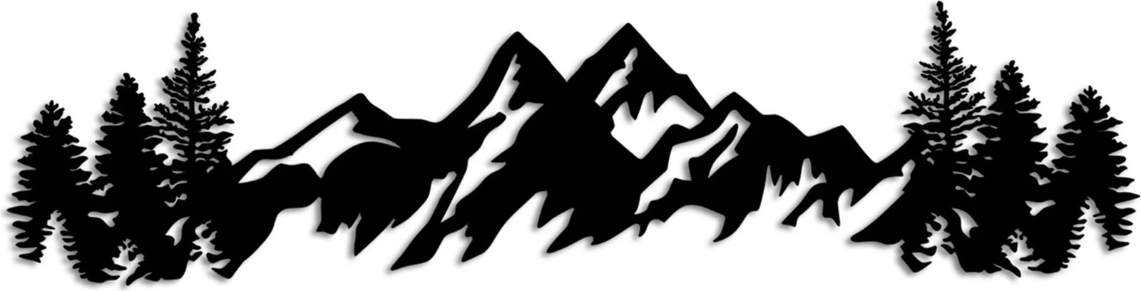 Aksesor dekorativ metalik për mur, pamje mali, Wallity, i zi, 70x18cm