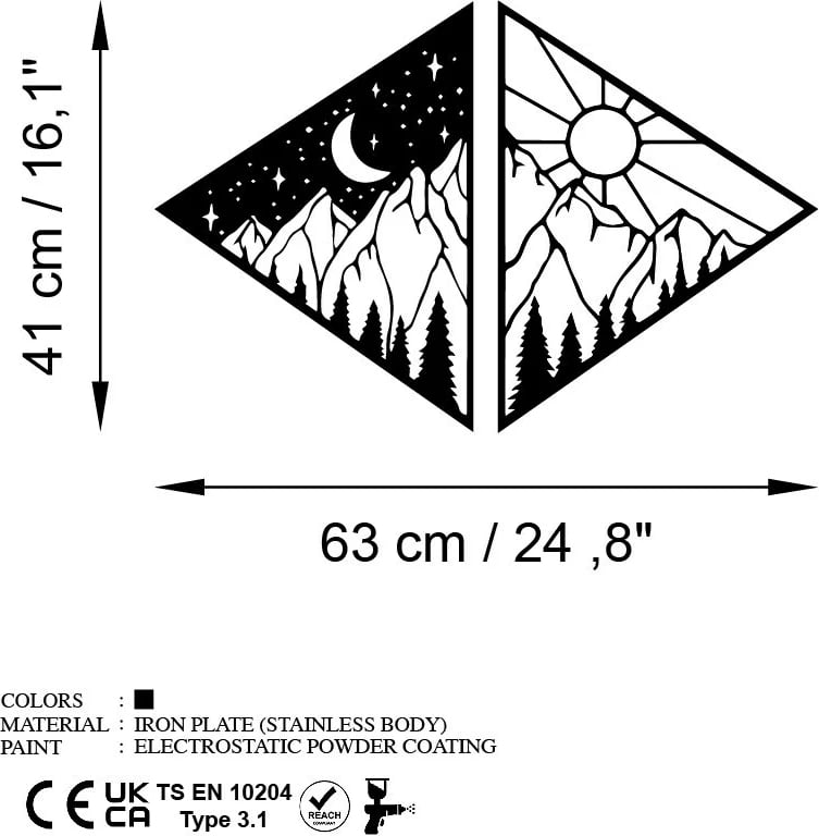 Aksesor metalik dekorativ për mur, Wallity, Day & Night