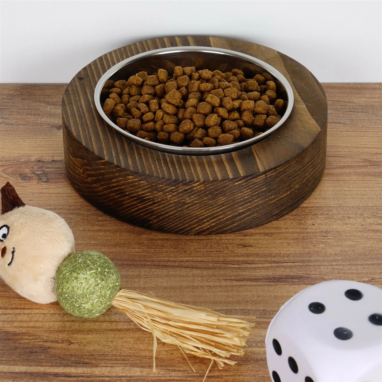 Enë ushqimi për kafshë, dru bredhi, ngjyrë arre, Hanah Home Pet012