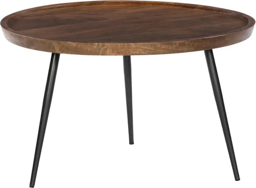 Tavolinë kafeje Pencil 87, dru arre, këmbë të zeza, 87x87x45