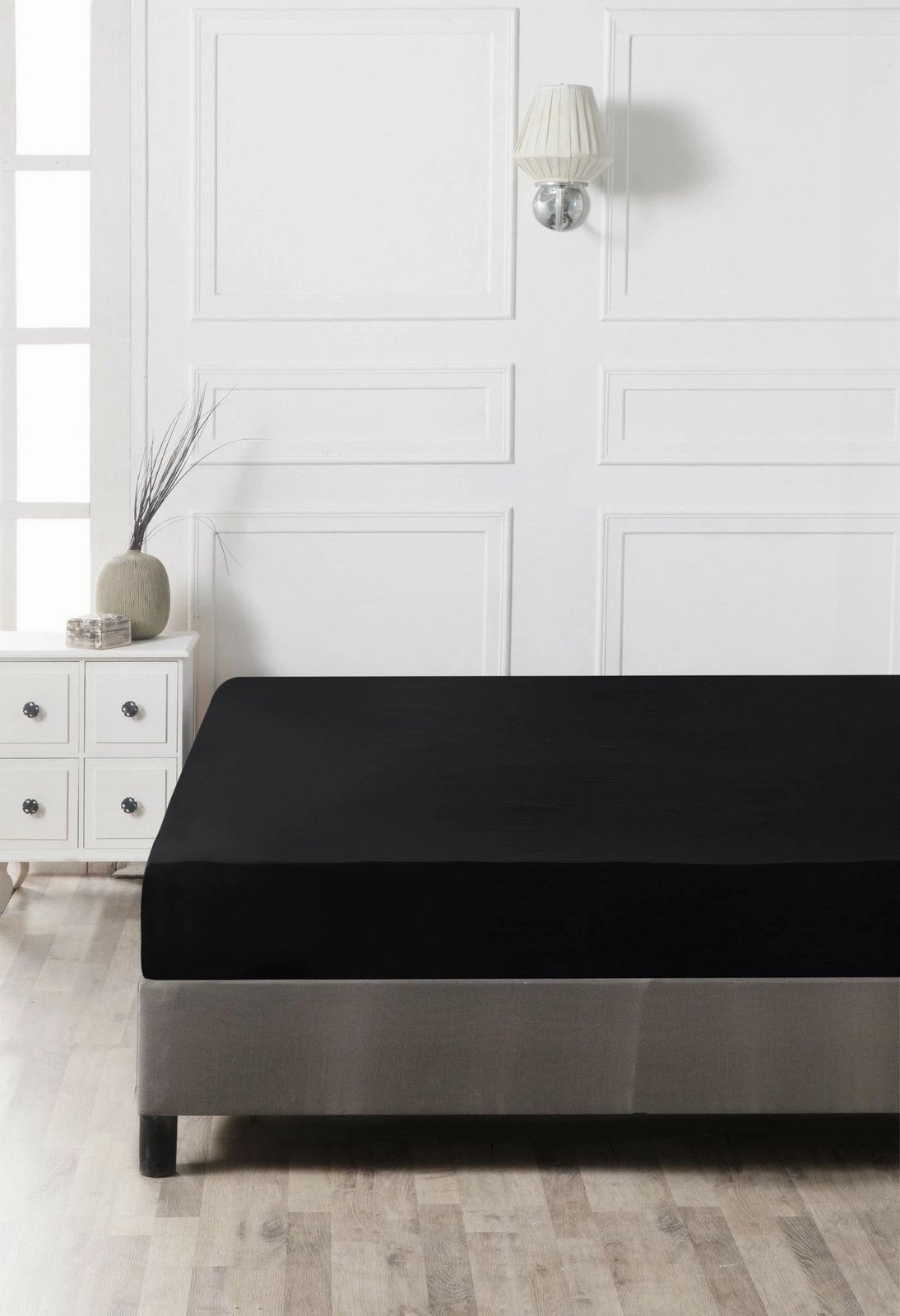 Çarçaf fitted Ranforce, i zi, për dyshek të vogël dopio, L'essentiel, 130x190+30cm