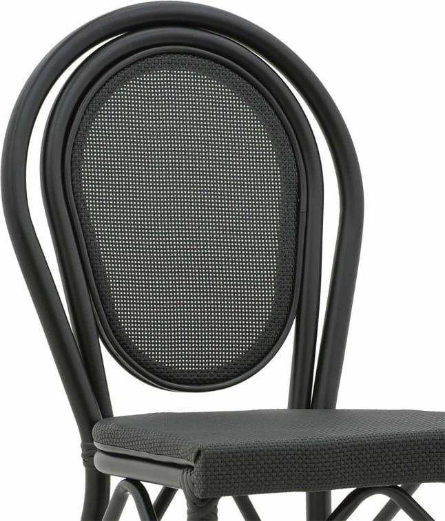 Karrige për bar Dezyan alumini e zezë-textilene e zezë 41.5x53.5x116cm