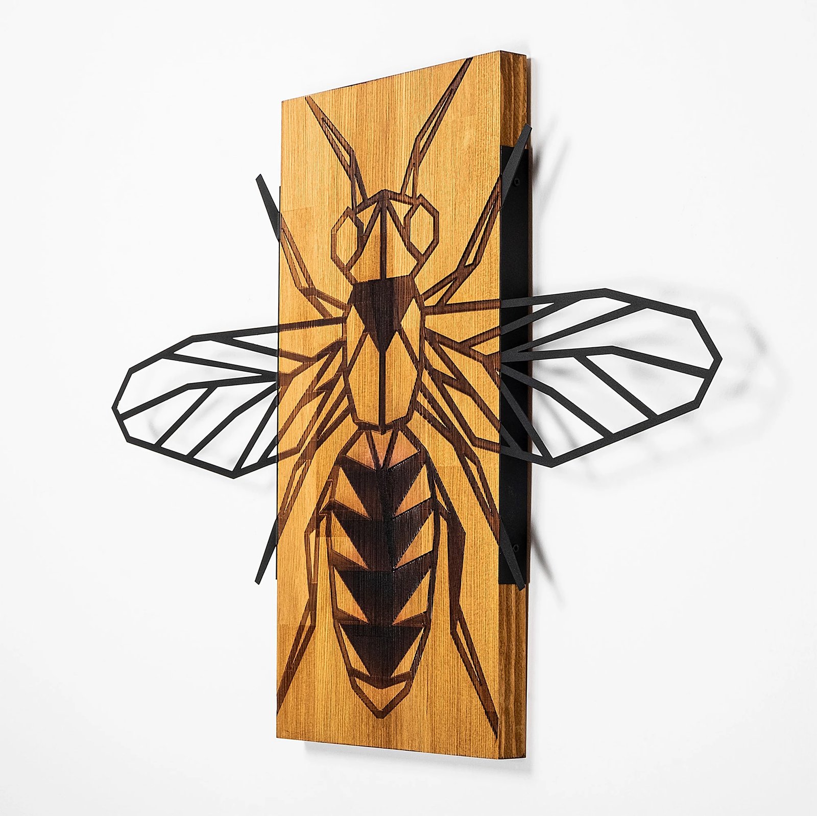 Aksesor dekorativ për mur, dru dhe metal, Wallity MA-308, ngjyrë arre dhe e zezë, 58x82cm