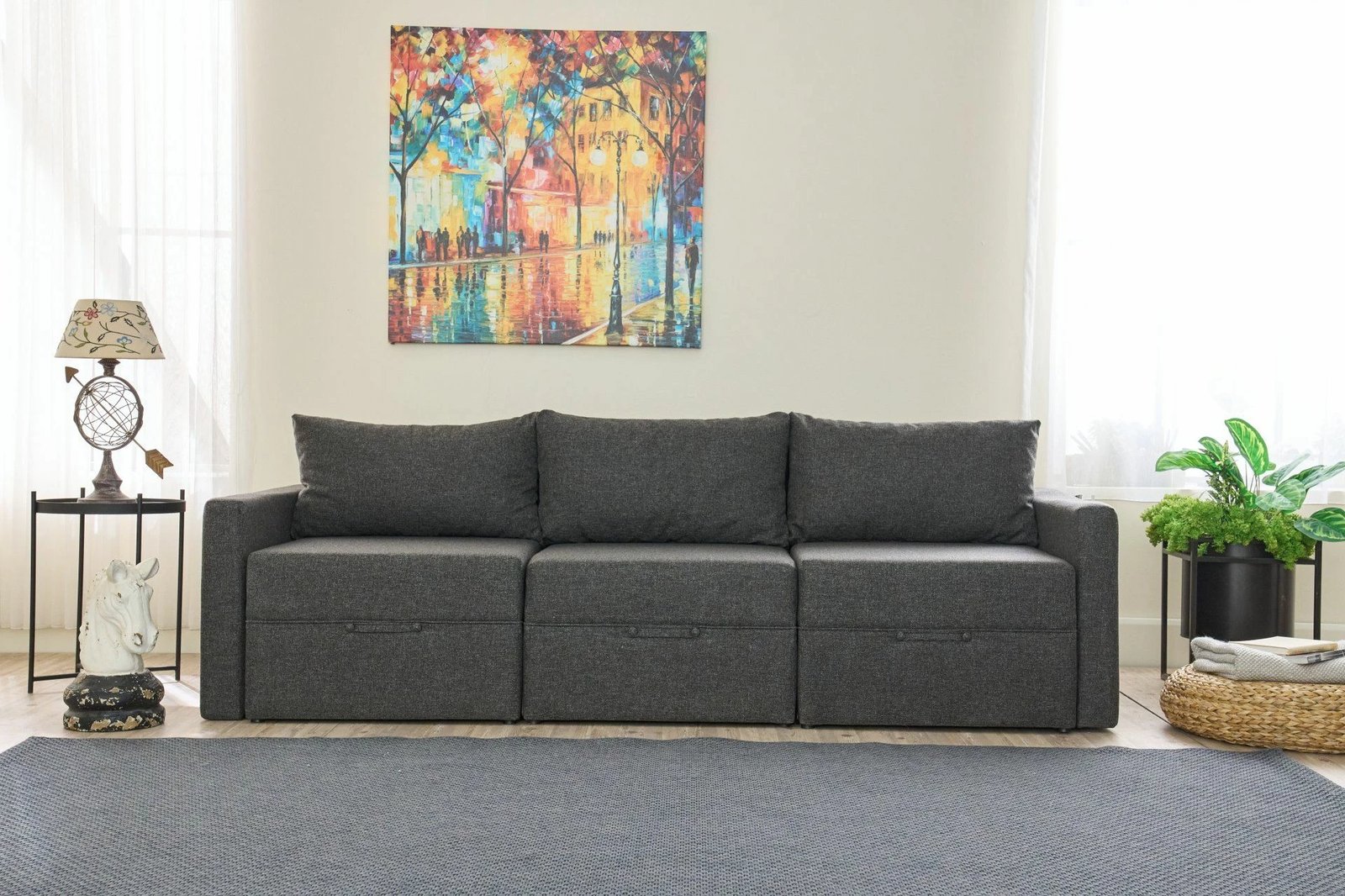 Divan-krevat 3 vendesh, Atelier del Sofa, Saros, ngjyrë antracit