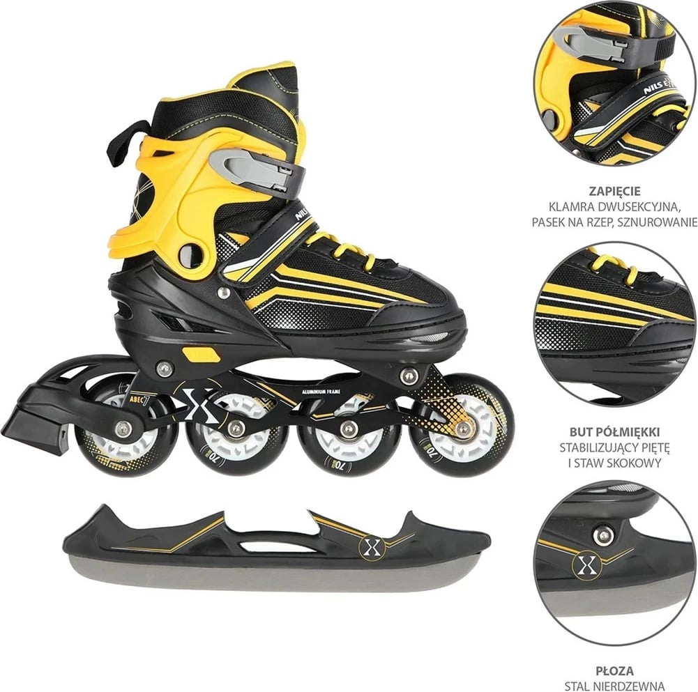 Patina NILS eXtreme NH18190 2in1, për unisex, Nr. 39-43, Ngjyrë Zezë/Portokalli