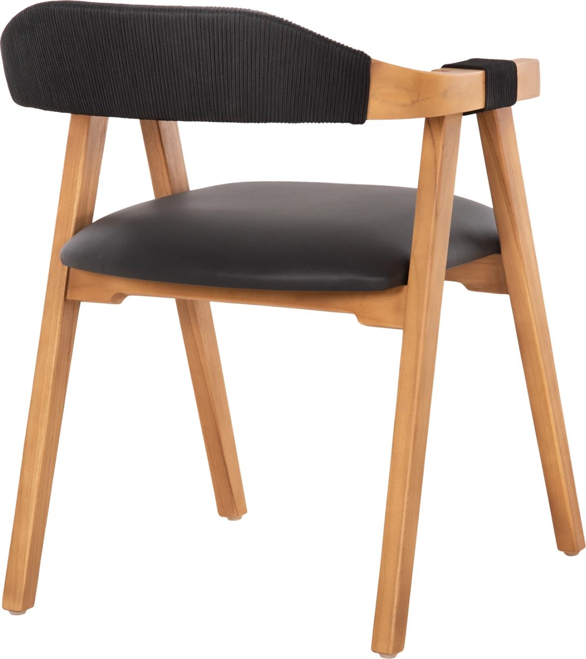 Karrige ngrënieje RIMINI FH9867.02 dru TEAK ngjyrë natyrale-me litar të zi & ndenjëse PU 60x61x76Hcm