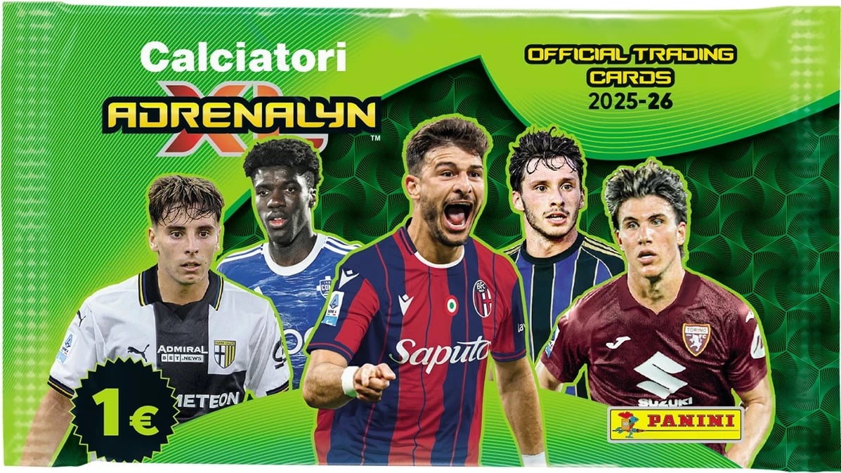 Karta koleksionuese Panini Calciatori Adrenalyn 2025-26, 6 karta për paketë, me kupon QR, display 24 paketime, 048-45001DIS