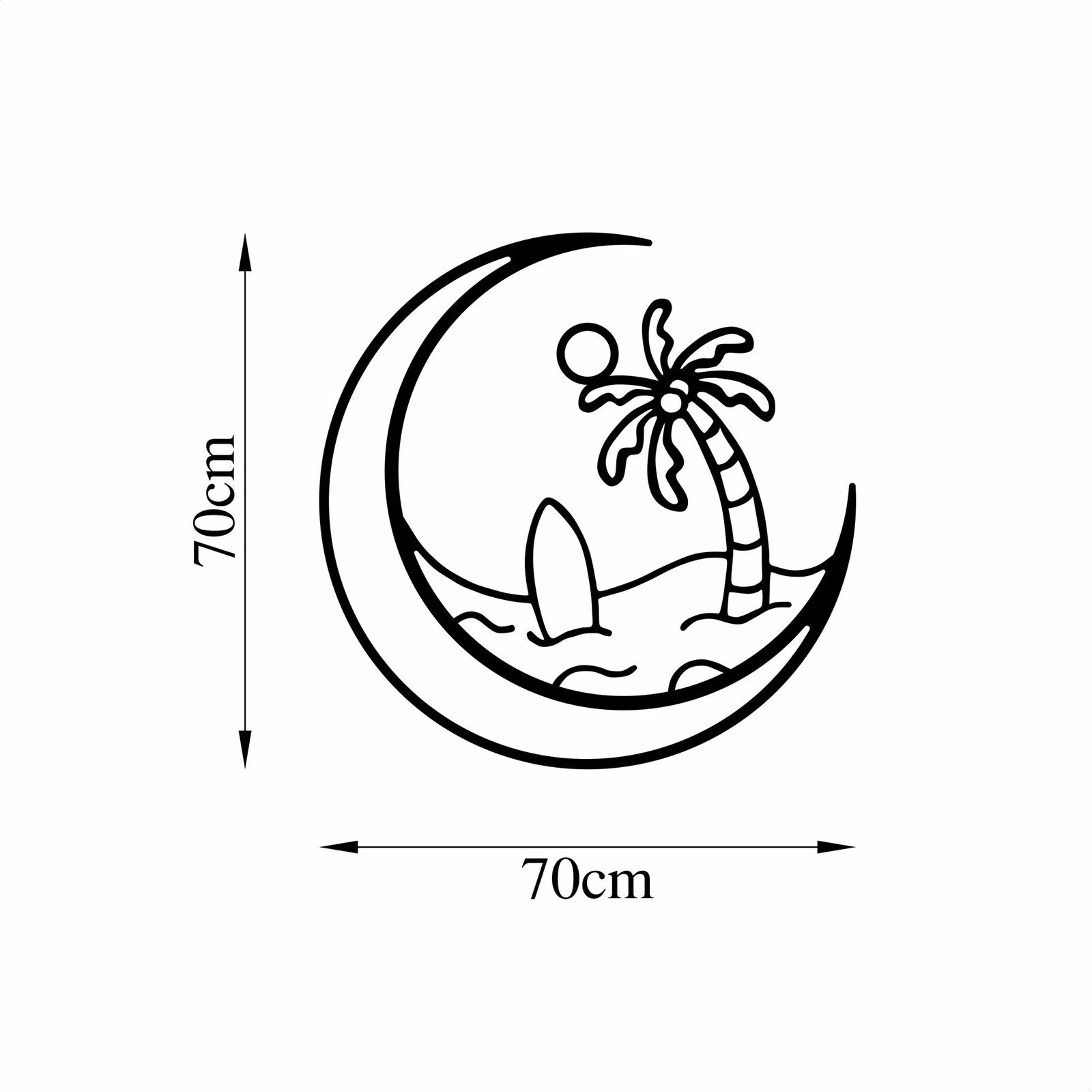 Aksesor dekorativ metalik për mur, Sea Sand Surf, 70x70cm