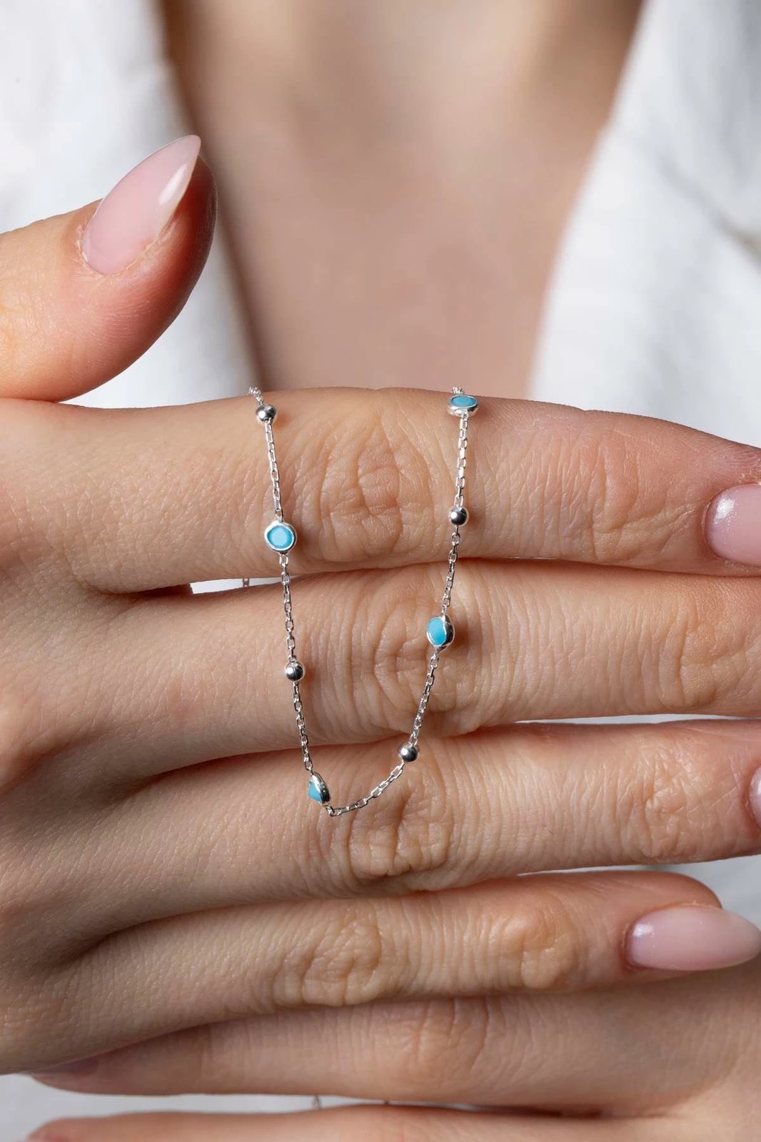 Qafore argjendi me gurë të kaltër Jumeon, TFNY65231