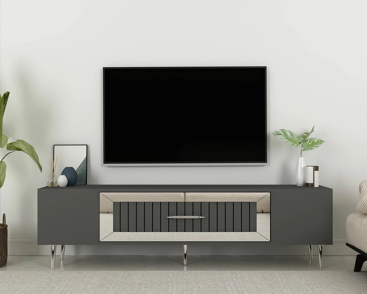 Komodë TV Skye Decor, anthracite, argjend, Dekolp3