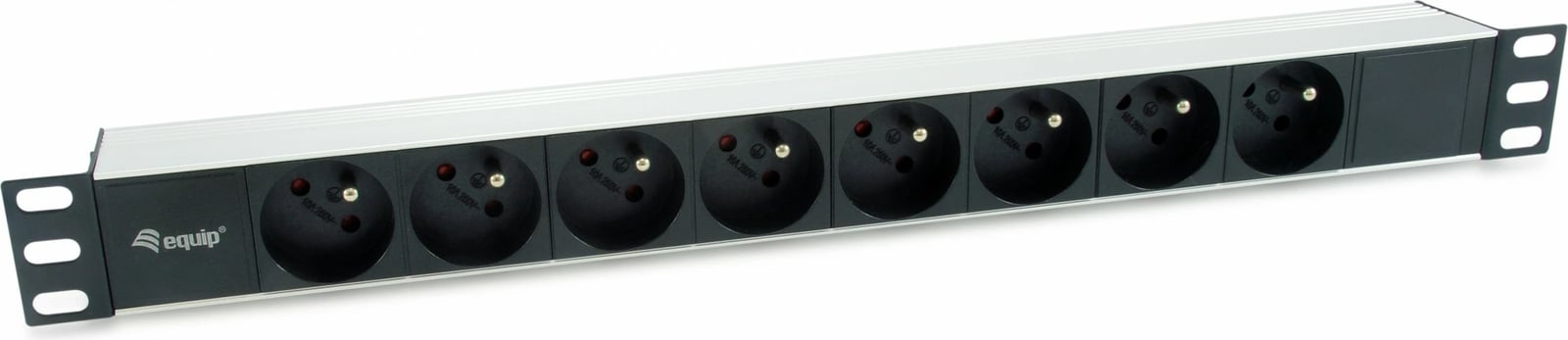 PDU Equip 333313, 1U, 8 dalje, alumini, zi/argjendt