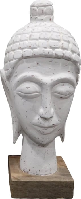 Busti i Budës, dru mango, ngjyrë e bardhë, 13x10x33 cm