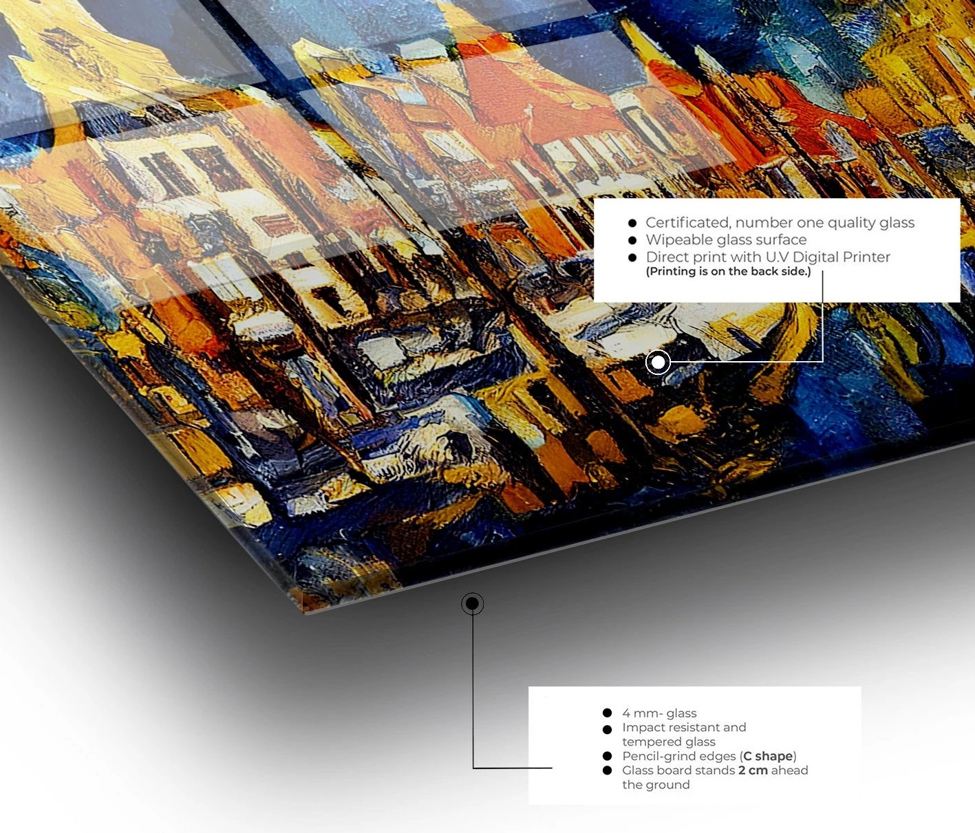 Pikturë dekorative prej xhami të temperuar, shumëngjyrëshe, CAM4088_7070, 70x70cm Pikturë dekorative prej xhami të temperuar, shumëngjyrëshe, CAM4088_7070, 70x70cm