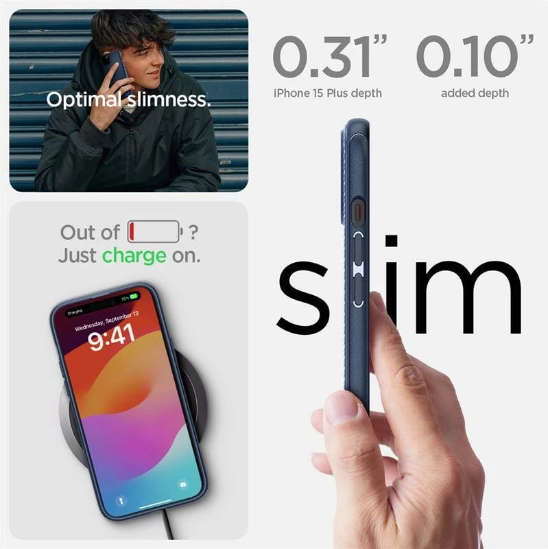 Mbështjellës Spigen Mag Armor me MagSafe për iPhone 15 Plus, Blu