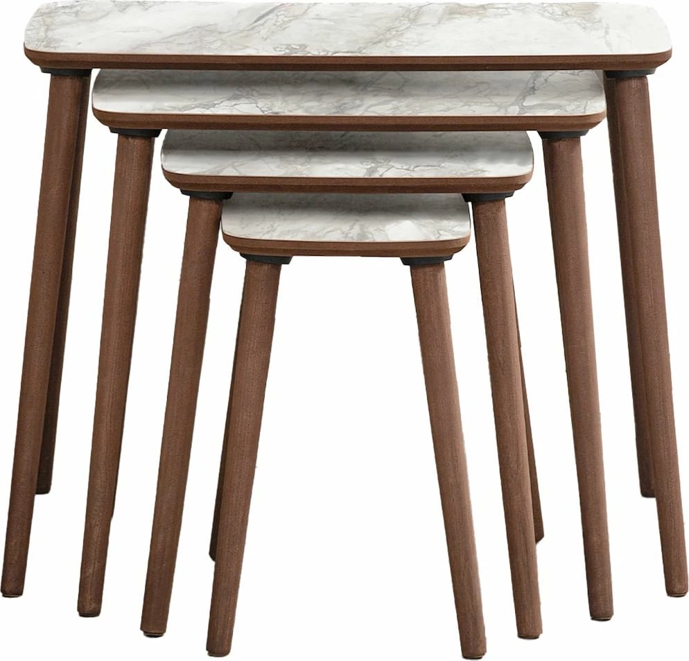 Set tavolinash të vendosshme (4 copë), Skye Decor, Luci, e bardhë