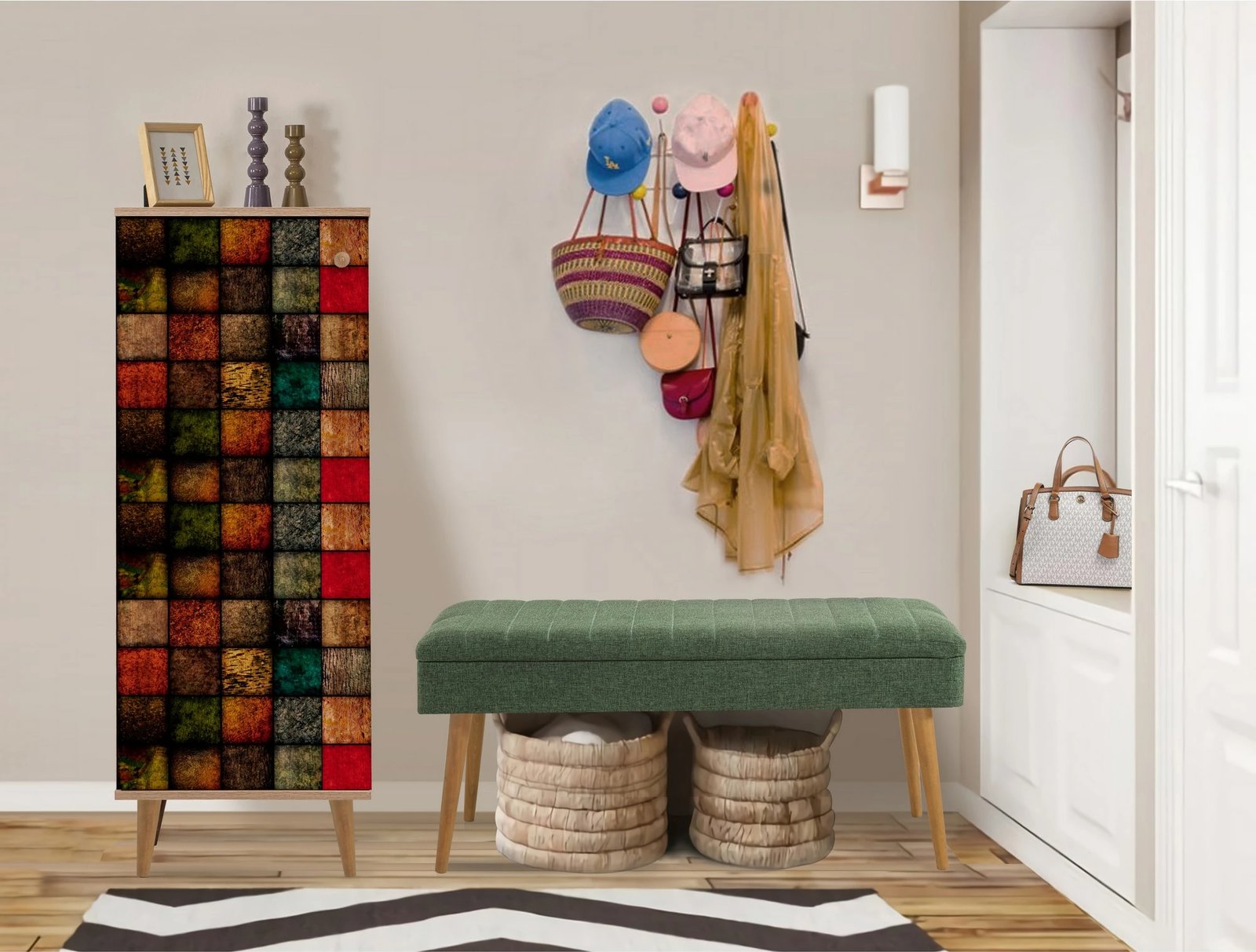 Set mobiljesh për korridor Filinta, ngjyrë sonomo dhe e gjelbër, 723-1070