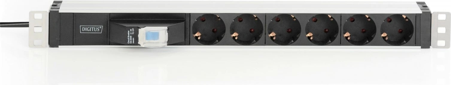 Prizë rack Digitus DN-95417, 6x Schuko, 2m, me ndërprerës mbrojtës, profil alumini, e zezë/argjendtë