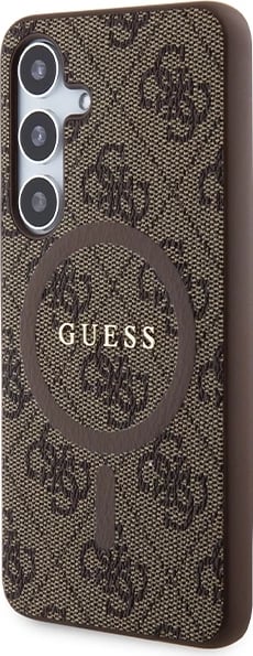 Mbështjellës Guess 4G Collection Leather Metal Logo MagSafe për Samsung Galaxy S24, Kafe Mbështjellës Guess 4G Collection Leather Metal Logo MagSafe për Samsung Galaxy S24, Kafe