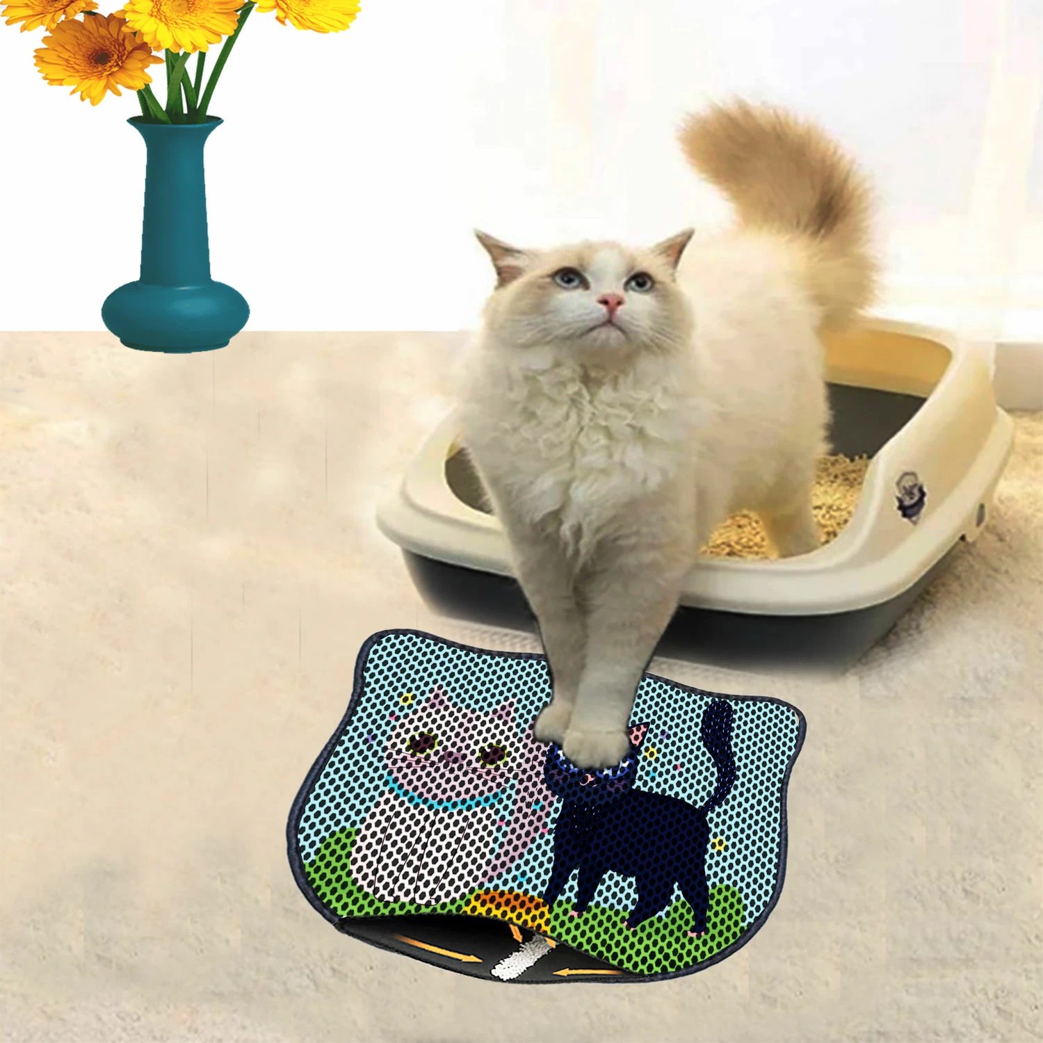 Tapet për rërë mace, shumëngjyrësh, Paws & Whiskers, Kdkafa0072, 40x50cm