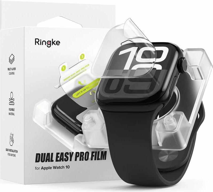 Folje mbrojtëse Ringke Dual Easy Pro për Apple Watch 10 46mm, Set 2 copë, Transparent