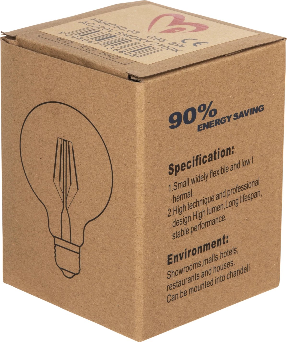 Llambë LED filament GLOBO, 8W, E27, 3000K 