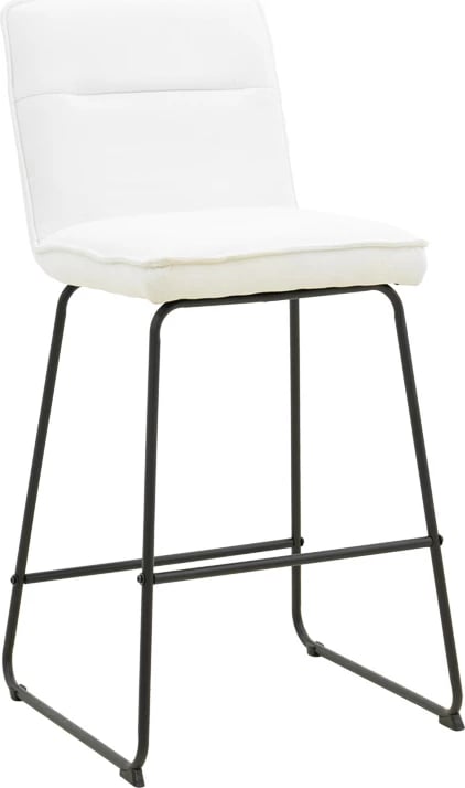 Karrige për bar Essential, set prej 4 copë, material stof bezhë, këmbë metalike të zeza, 53x64.5x107cm