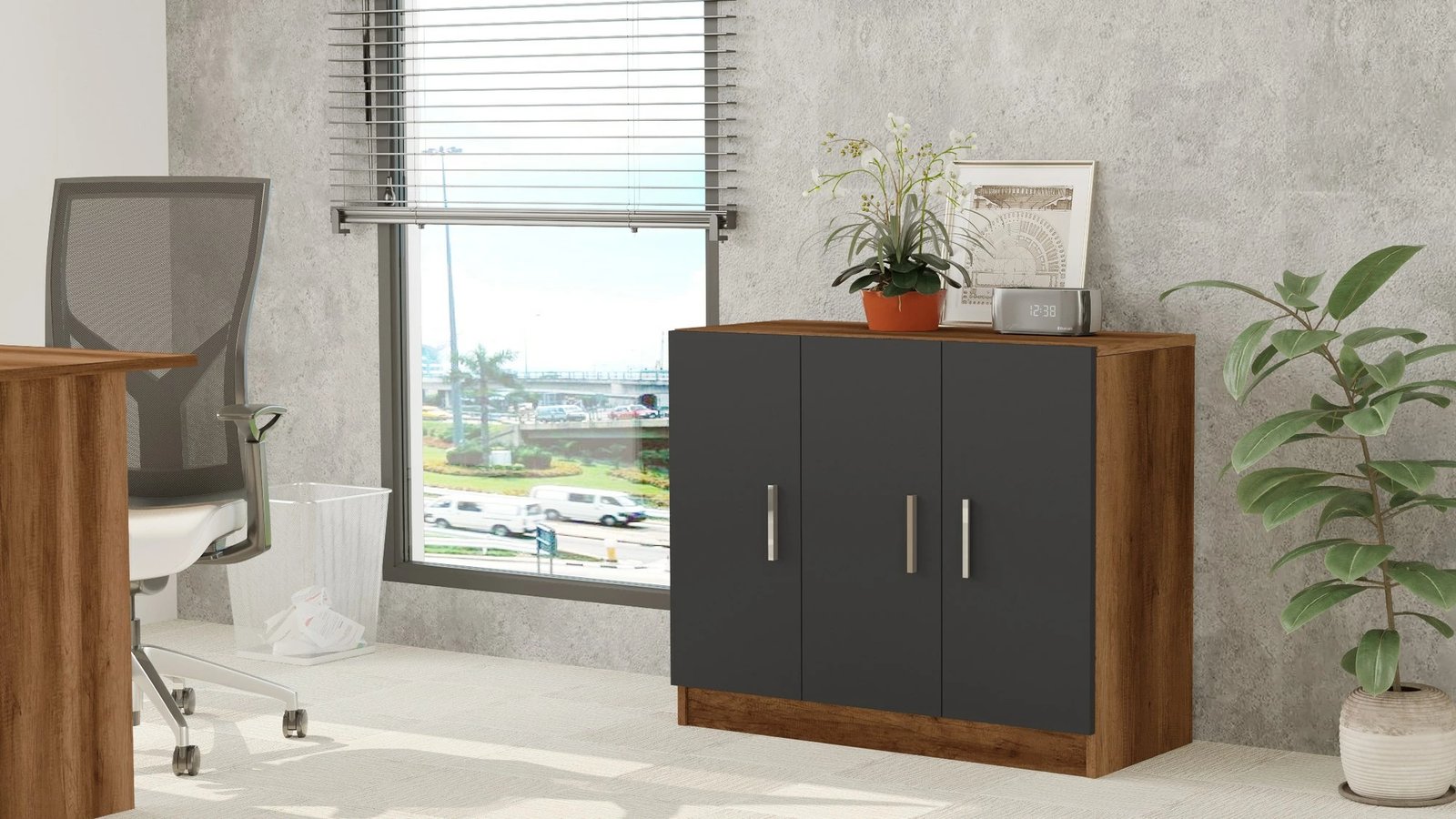 Dollap multifunksional, ngjyrë arre dhe antracit, Hanah Home, Vo5-Ba