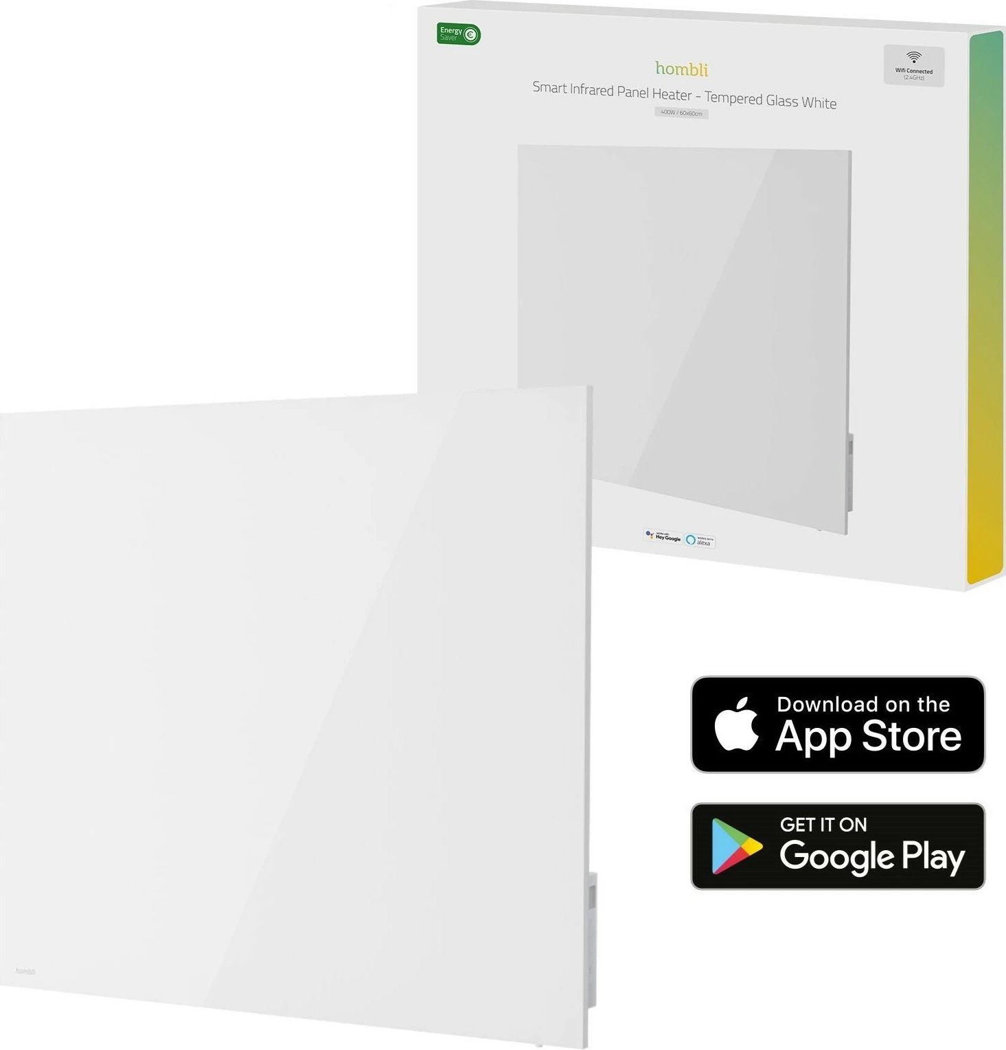 Panel ngrohës Hombli smartes Infrarot Glas 2024 400W, bardhë