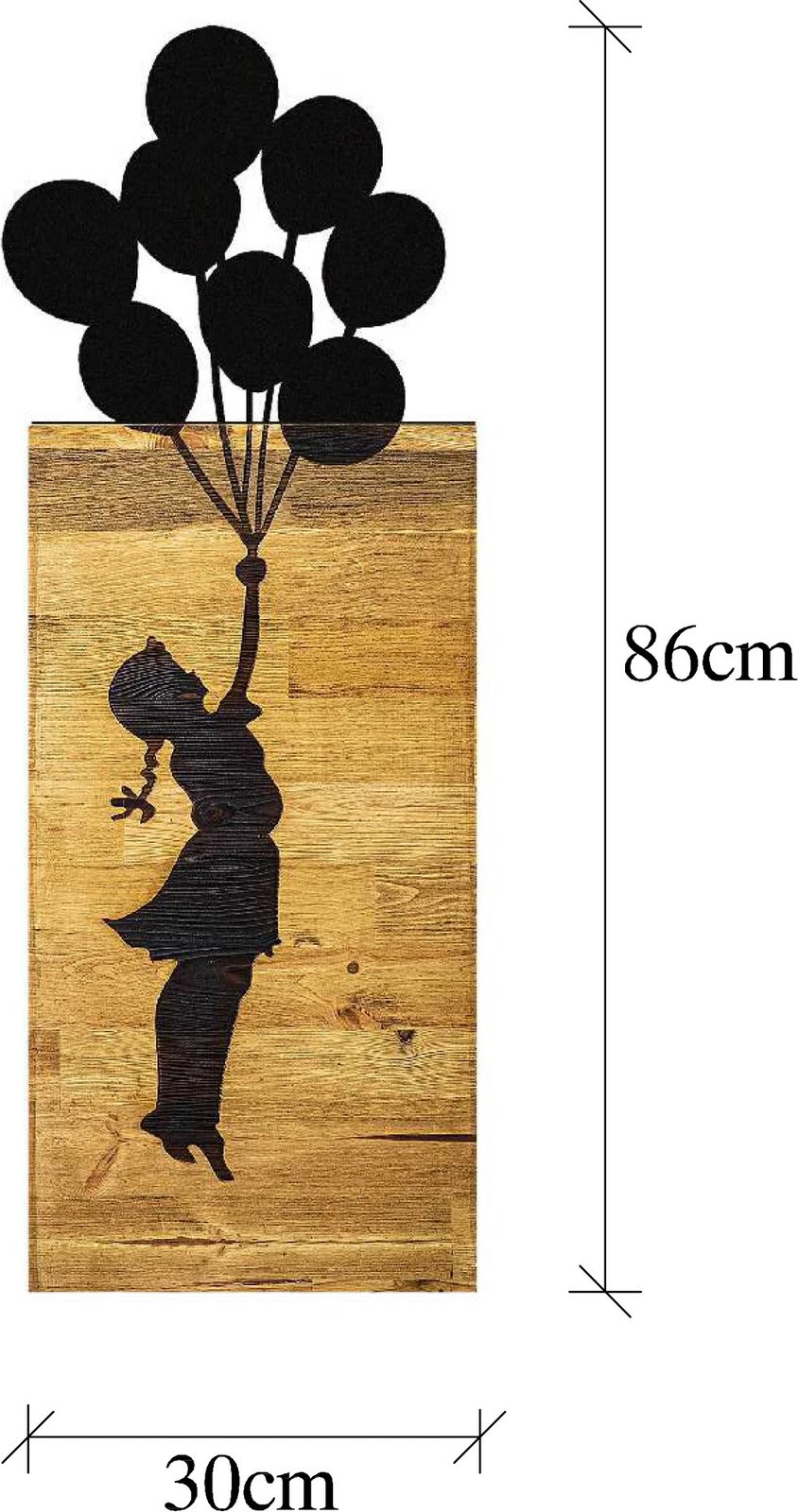 Aksesor dekorativ për mur, dru, Wallity, fëmijë me balona