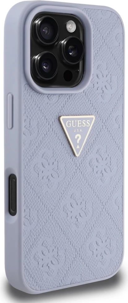 Mbështjellës Guess Hot Stamp 4G Pattern Triangle Metal Logo për iPhone 16 Pro Max, Vjollcë Mbështjellës Guess Hot Stamp 4G Pattern Triangle Metal Logo për iPhone 16 Pro Max, Vjollcë
