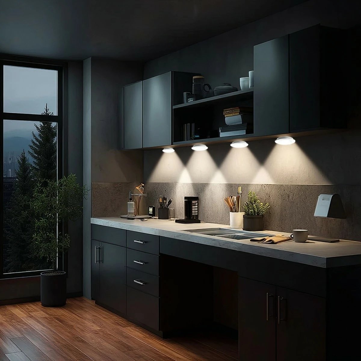 Set llambash LED me telekomandë, Maclean MCE165, rregullim ndriçimi dhe timer 30 min, me bateri 3xAAA, e bardhë, set 6 copë