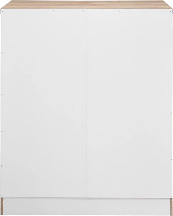 Komodë me 4 sirtarë, ngjyrë natyrale dhe e bardhë, 80x40x99