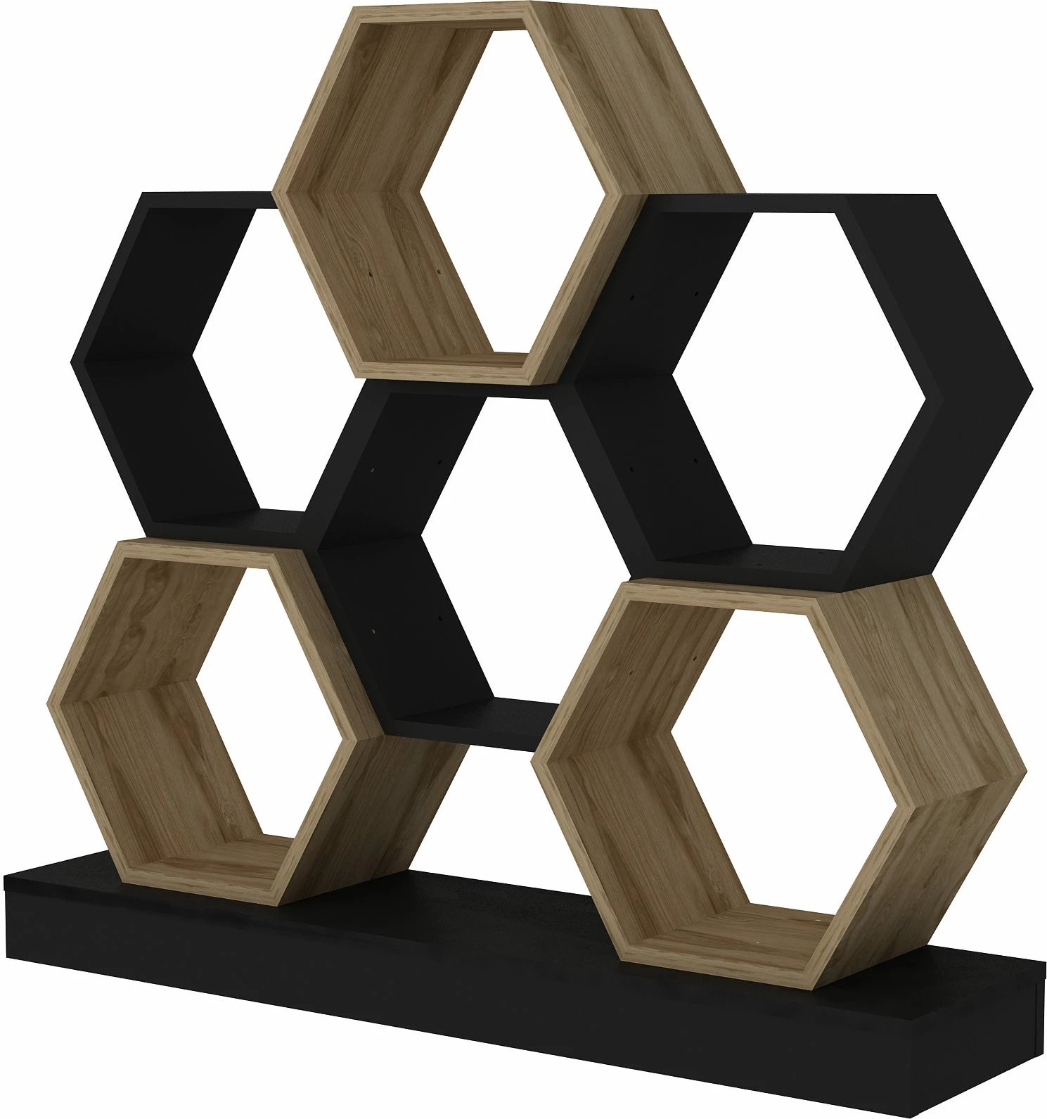 Raft librash Hanah Home, model Cicek, ngjyrë e zezë dhe lis