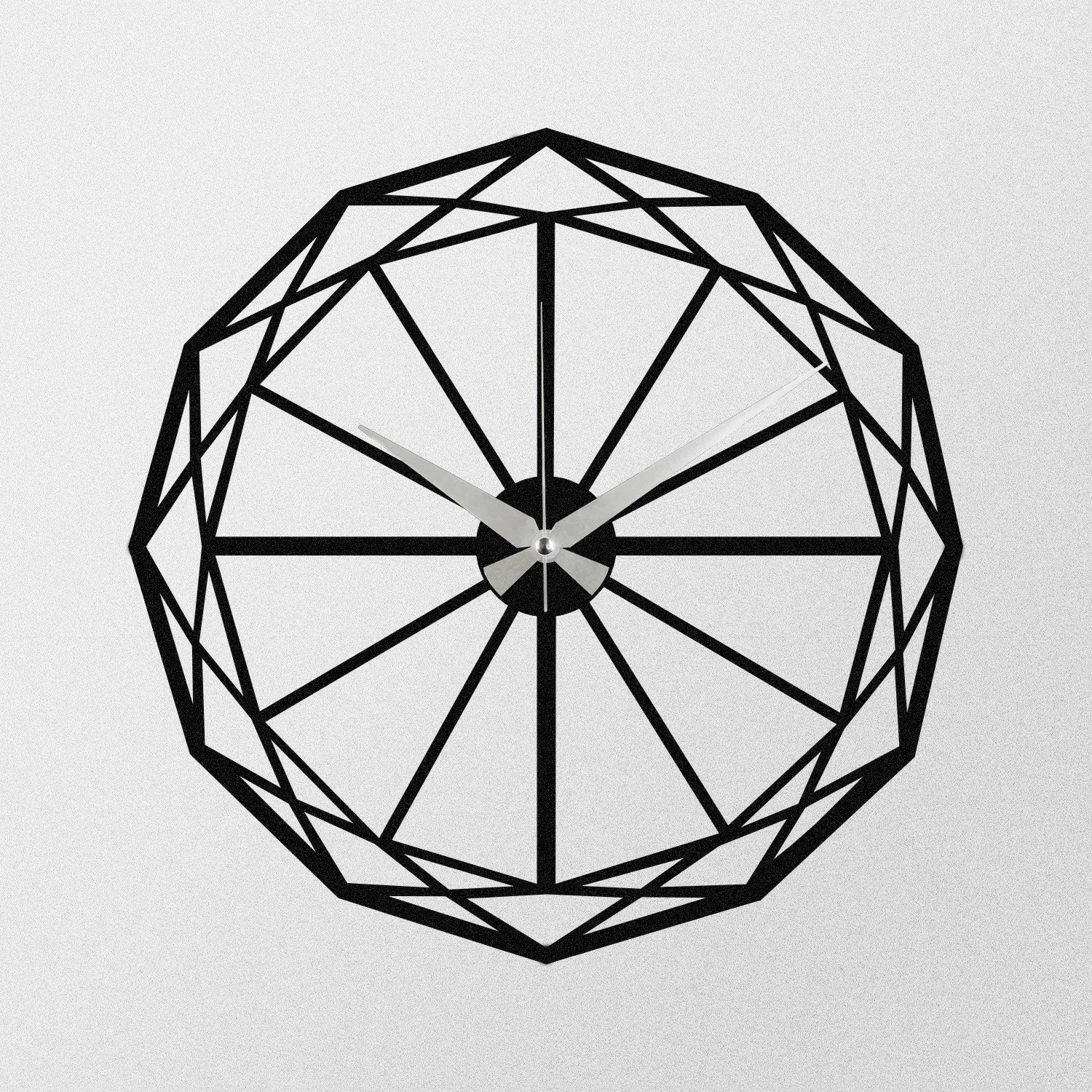 Orë muri dekorative prej metali, Wallity Enzoclock - S013, e zezë, 48x48cm