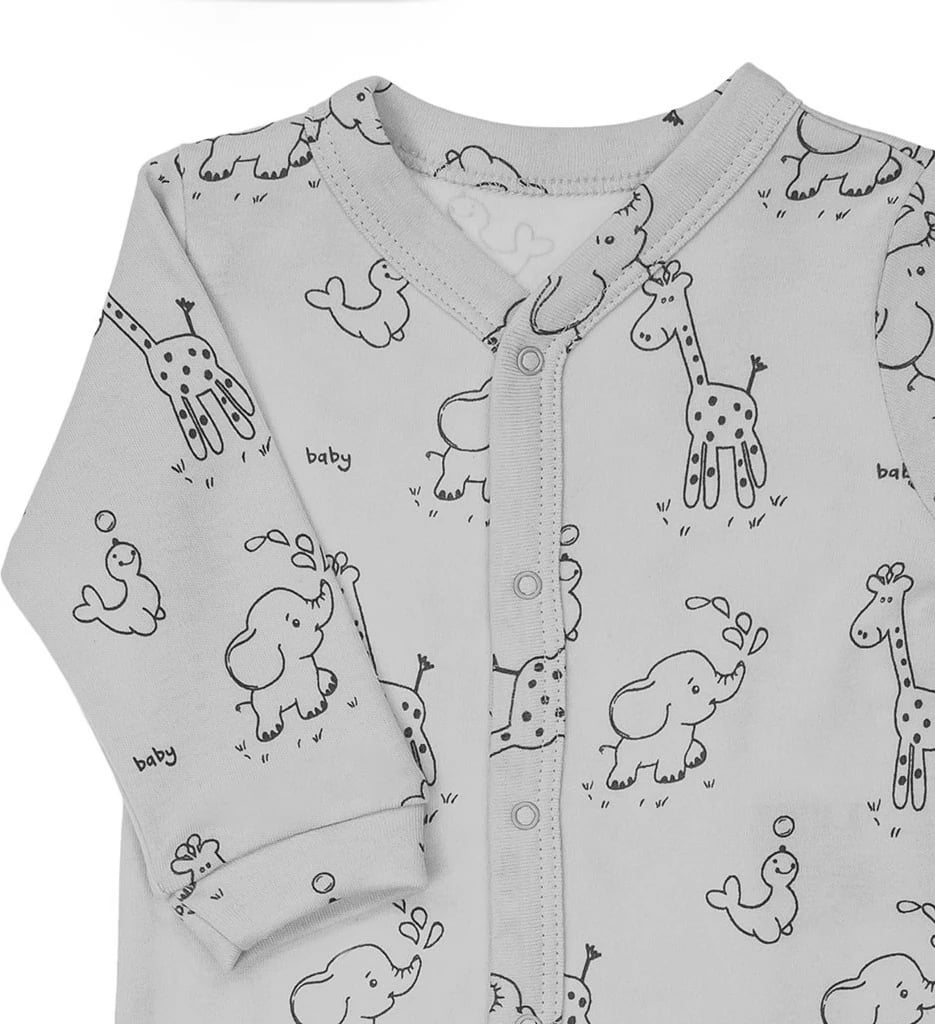 Set bebe Nicol Baby Animals, 100% pambuk, 4 pjesë, madhësi 68 (4-6m), gri