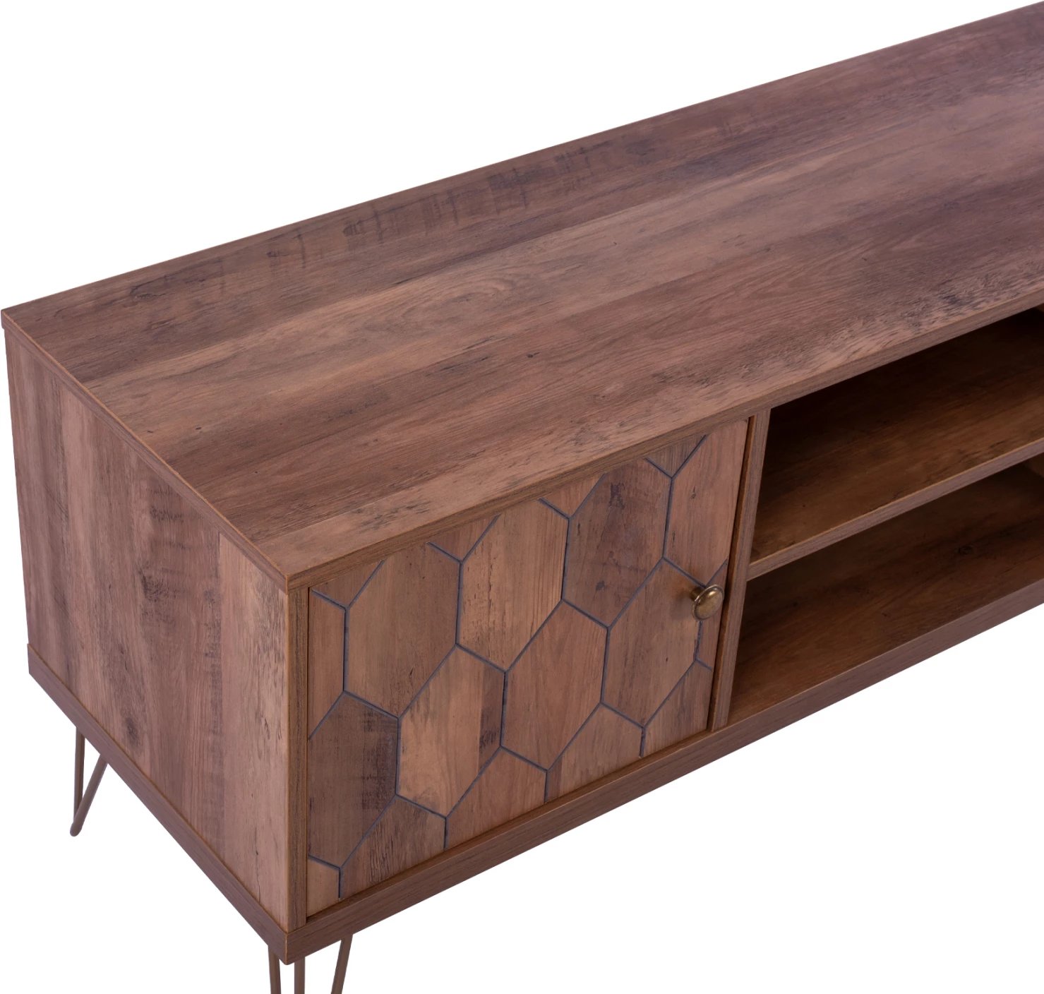 Mobilje TV Philippa, ngjyrë arre me detaje të arta, FH8674, 130x39,5x51 cm