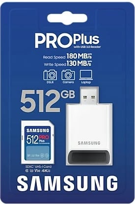 Kartelë SDXC Samsung PRO Plus 512GB, UHS-I, Class 3, e bardhë